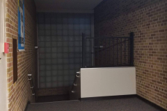 Looking west at stairwell leading to playground